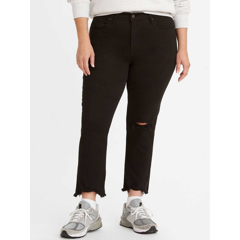 724 High Rise Straight Cropped Jeans 24X26 BLACK PIXEL (0045)