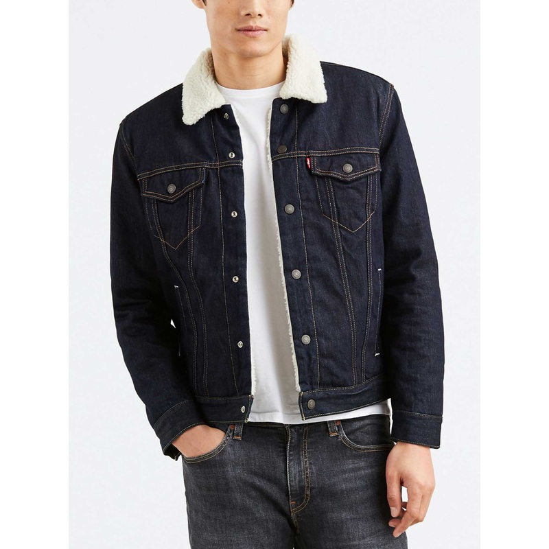 Sherpa Trucker Denim Jacket SM JUNIPER RINSE (0075)