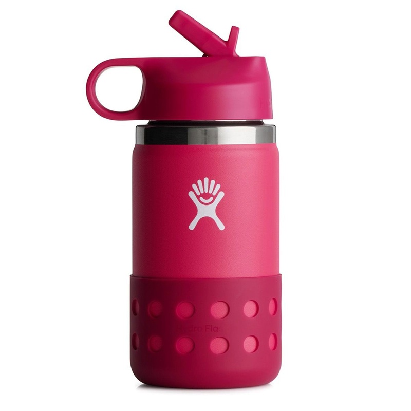 12oz Peony Kids Wide Mouth with Straw Lid & Boot Bottle (Kids) 12OZ PEONY