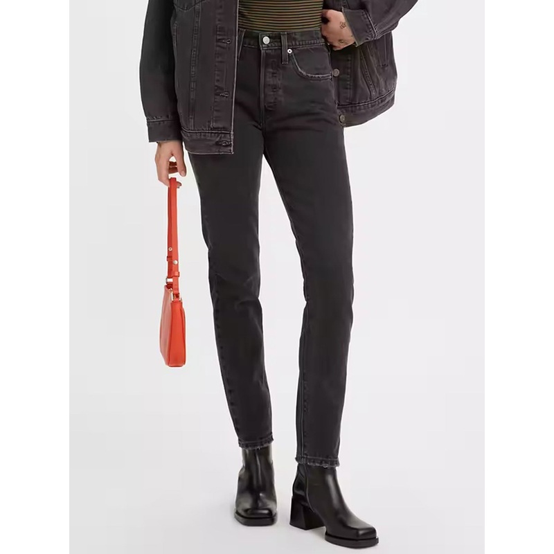 501 Black Worn In Skinny Jeans 24X28 WORN IN (0227)