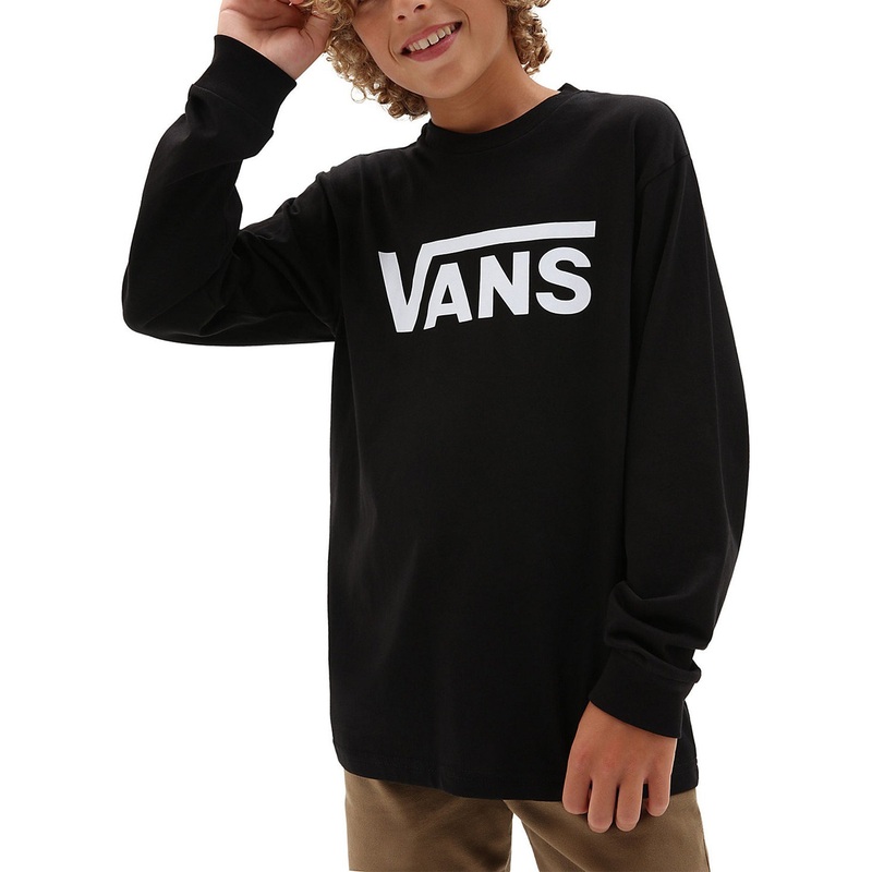 Vans Classic Long Sleeve T-Shirt (Boys 7-14) SM BLACK/WHITE (Y28)