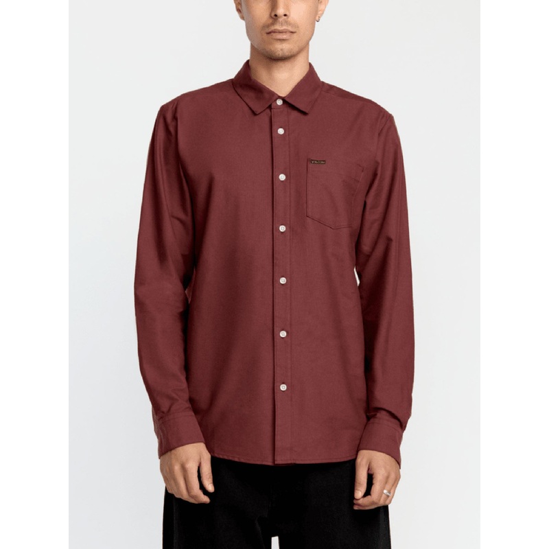Veeco Oxford Long Sleeve Buttondown Shirt SM MERLOT (MER)
