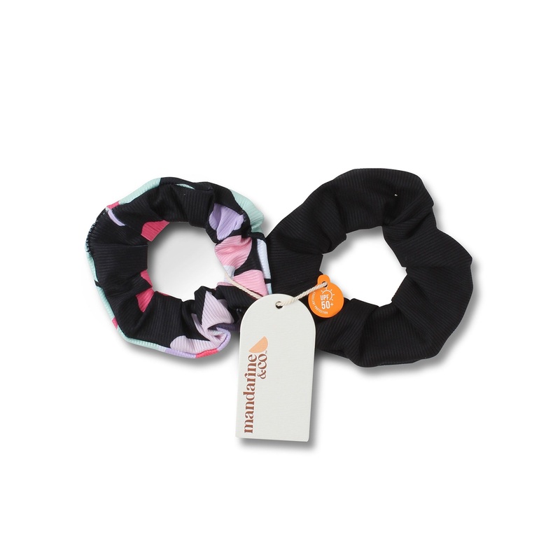 Surf Vibe 2 Pack Scrunchy (Girls) O/S BLACK RETRO FLOWERS