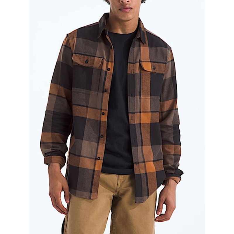 Arroyo Flannel Long Sleeve Buttondown Shirt MED BURNT UMBER MACRO (E0I)